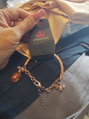 Paparazzi Copper Teardrop Charm Bracelet - Amber Accents